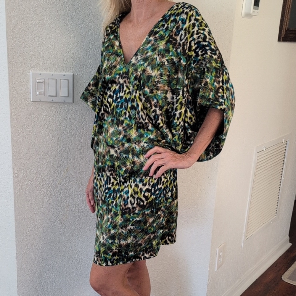 Vibrant Green Animal Print Mini Dress